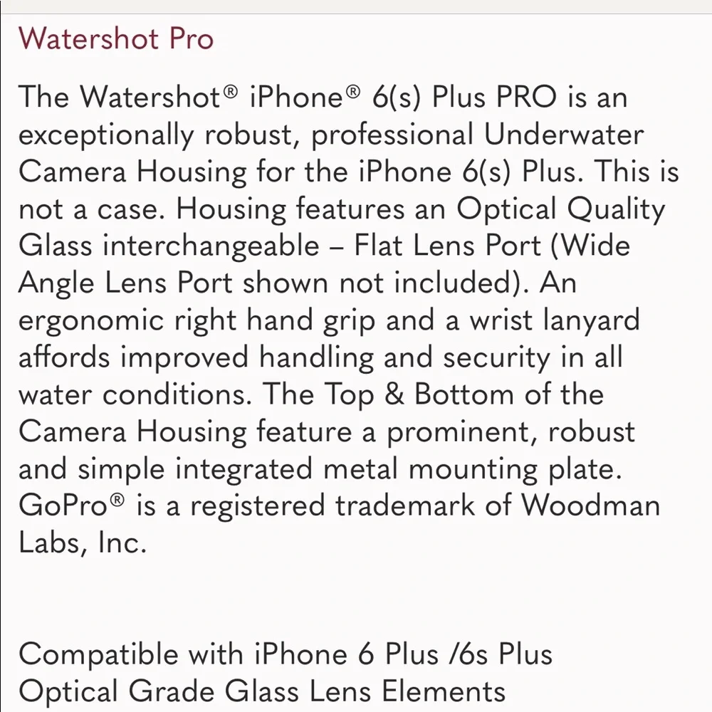 NWOT Watershot Pro for iPhone 6/6s
